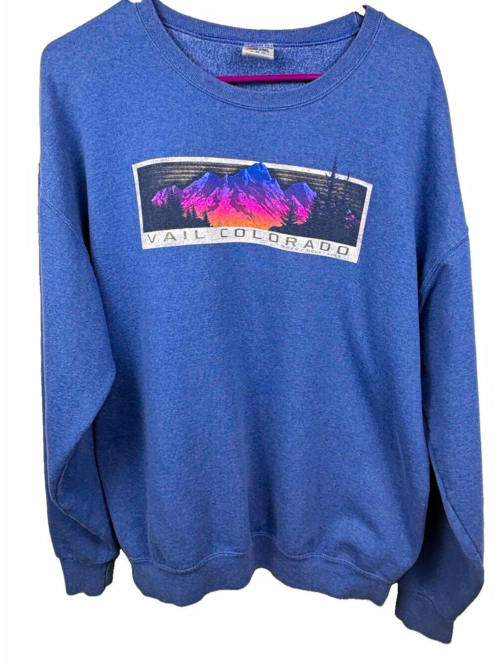 Vintage Y2K Jerzees NuBlend Crewneck Sweatshirt Vail Colorado Rocky Mountains